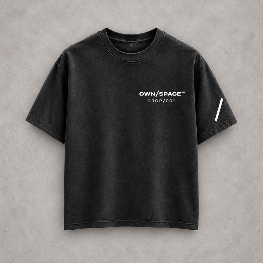 OWN/SPACE™ DROP/001 — Slash Washed Black T-Shirt